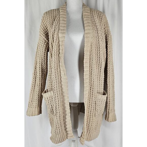 MOON & MADISON WOMEN'S STYLISH & COZY BEIGE CHUNKY CARDIGAN SIZE MEDIUM - Picture 5 of 11
